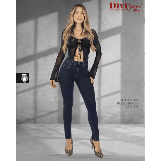 Jeans Mujer Skinny Tiro Alto Lali Blue Divi