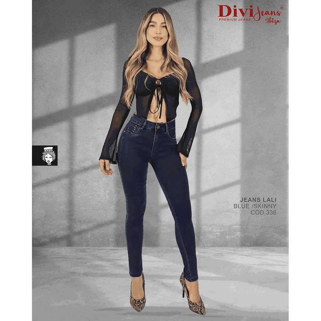 Jeans Mujer Skinny Tiro Alto Lali Blue Divi