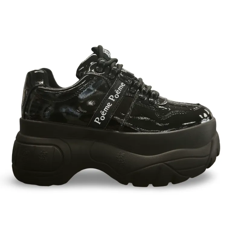 Zapatilla Mujer Plataforma Charol Negro Poeme