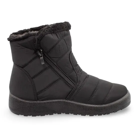 Botín Mujer Acolchado Zip Pelo Interior Negro New Walk