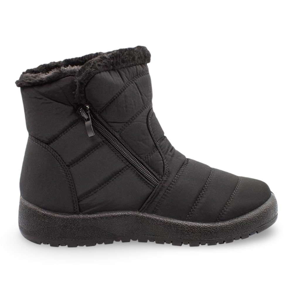 Botín Mujer Acolchado Zip Pelo Interior Negro New Walk