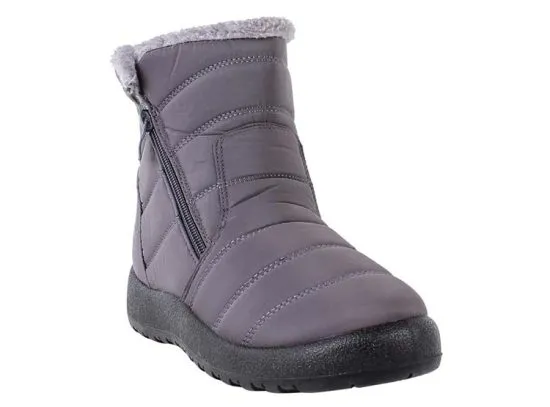 Botín Mujer Acolchado Zip Pelo Interior Gris New Walk - Imagen 2