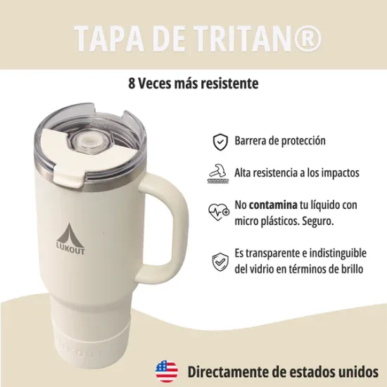 Vaso Termico Frio Y Caliente 1200 Mug Lukout Travel Crema - Imagen 2