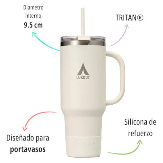 Vaso Termico Frio Y Caliente 1200 Mug Lukout Travel Crema - Imagen 5