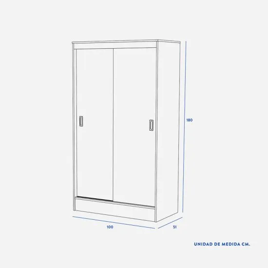 CLOSET CABURGA 2 PUERTAS CORREDERA OLMO BLANCO CIC - Imagen 6