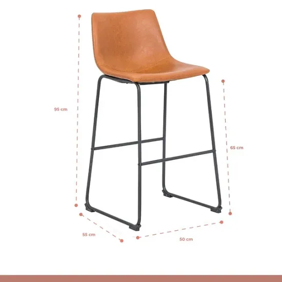 TABURETE DE BAR BURGOS DE CUERO Y METAL INDUSTRIAL KLIK - Imagen 5