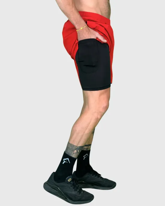 Short Hombre 2 en 1 Hyperflex Red Konko - Imagen 3