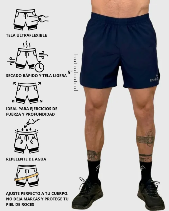 Short Hombre Hyperflex Basic Blue Konko - Imagen 5