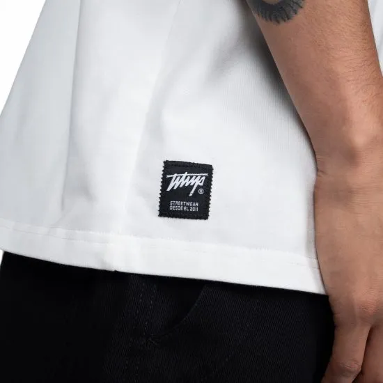 Polera Oversize Hombre Blanca Básica Logo Whatup - Imagen 2