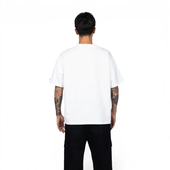 Polera Oversize Hombre Blanca Básica Logo Whatup - Imagen 3