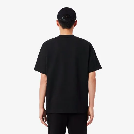 Polera Hombre Algodón Grueso Negra Logo Lacoste - Imagen 2