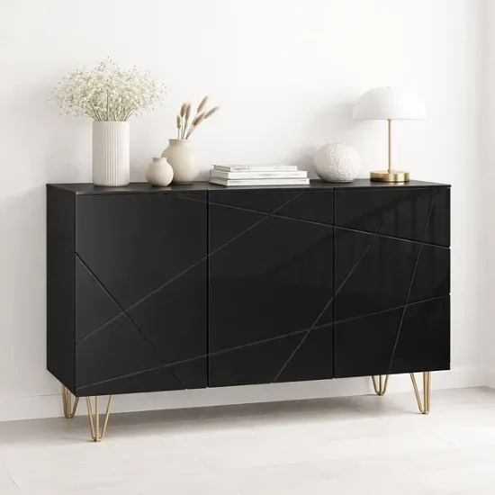 Buffet Moderno LuxLine Negro Patas Doradas - Imagen 2