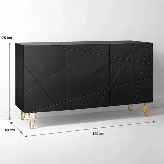 Buffet Moderno LuxLine Negro Patas Doradas - Imagen 3
