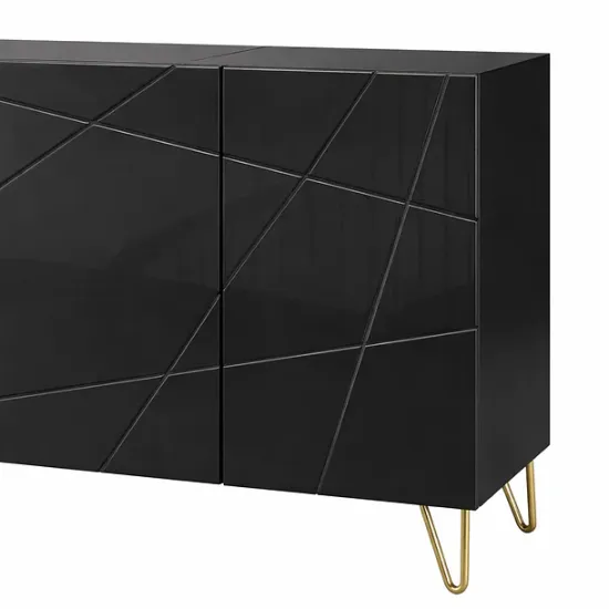 Buffet Moderno LuxLine Negro Patas Doradas - Imagen 4