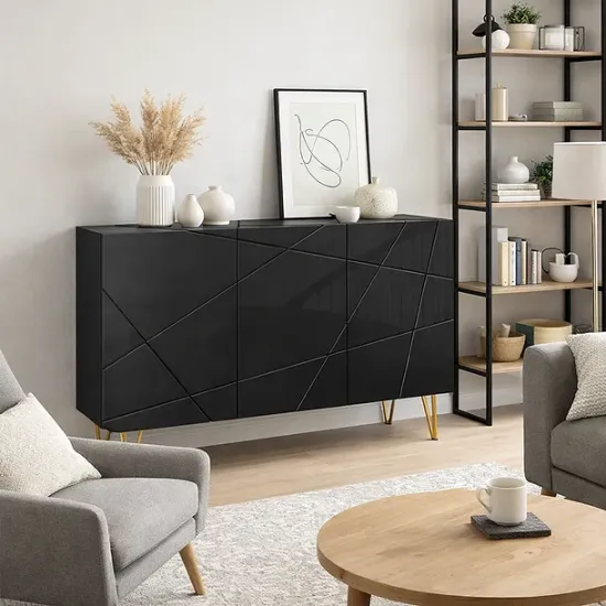 Buffet Moderno LuxLine Negro Patas Doradas - Imagen 5