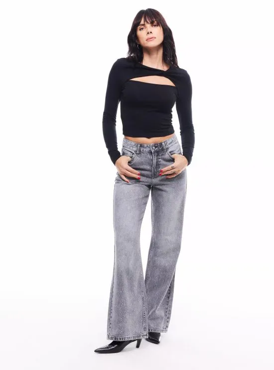 Polera Abertura Frontal Cut Cut Negro JJO - Imagen 5