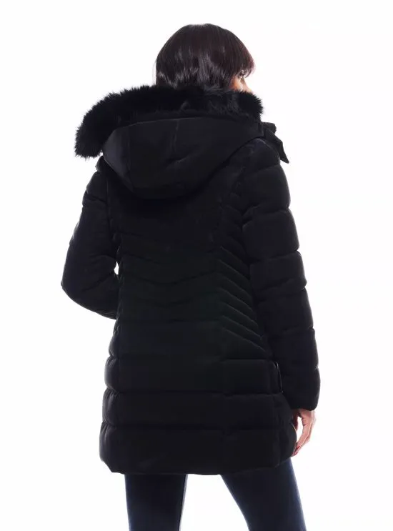 Parka Midi Efecto Piel con Gorro Desmontable JJO - Imagen 3