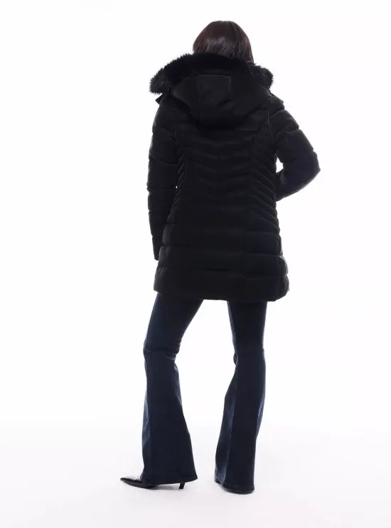 Parka Midi Efecto Piel con Gorro Desmontable JJO - Imagen 4