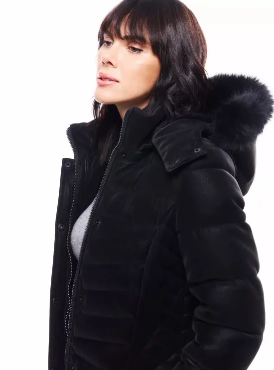 Parka Midi Efecto Piel con Gorro Desmontable JJO - Imagen 5