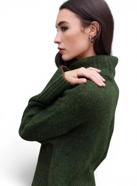 Sweater cuello Alto Crop Verde Oscuro Foster - Imagen 2