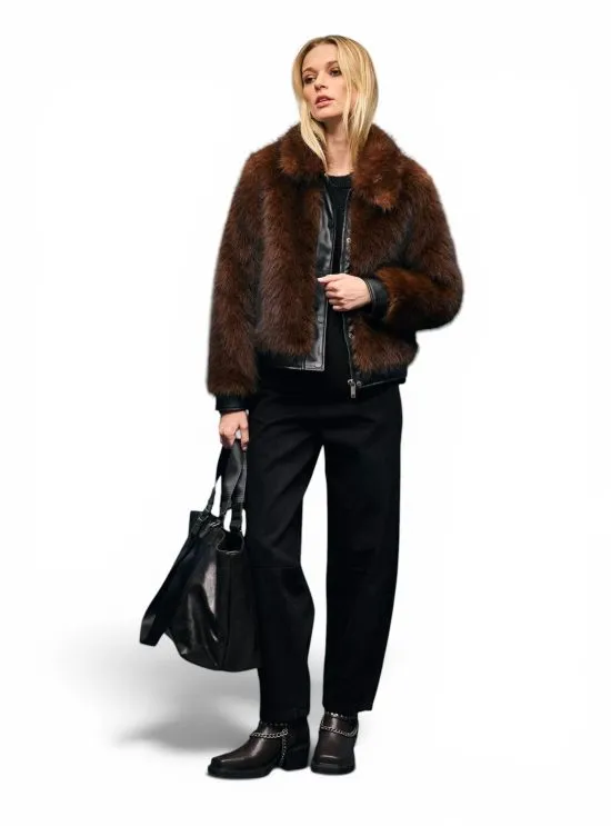 Chaqueta Peludo Crop Cafe Oscuro Foster - Imagen 2
