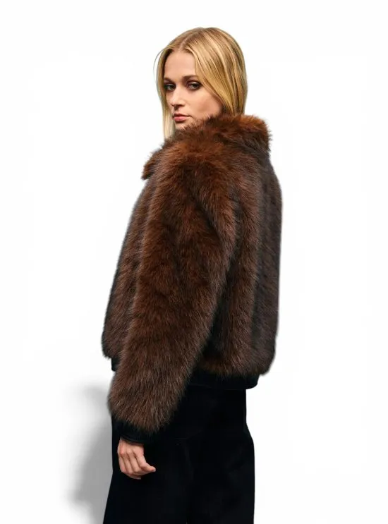 Chaqueta Peludo Crop Cafe Oscuro Foster - Imagen 3