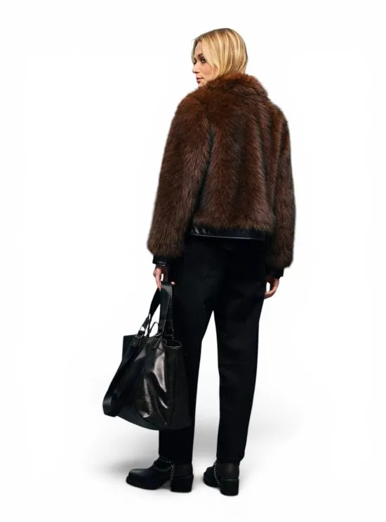 Chaqueta Peludo Crop Cafe Oscuro Foster - Imagen 4