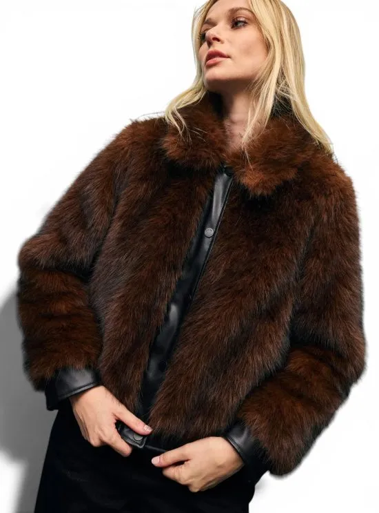Chaqueta Peludo Crop Cafe Oscuro Foster - Imagen 5