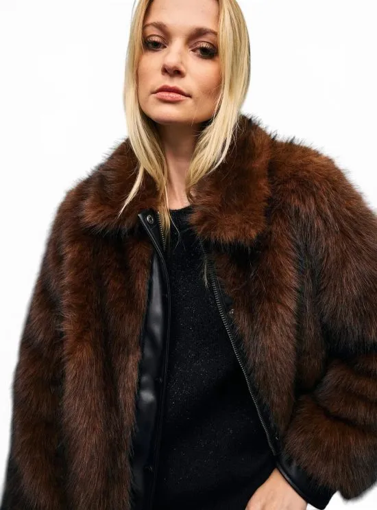 Chaqueta Peludo Crop Cafe Oscuro Foster - Imagen 6
