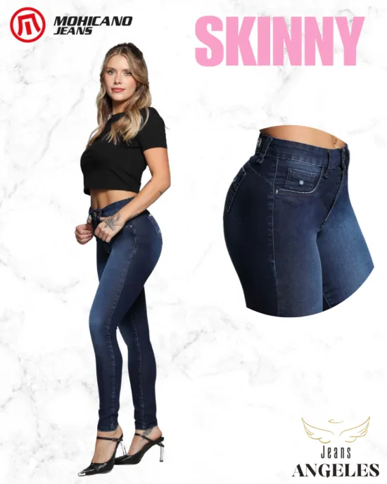 Jeans Mujer Cintura Pitillo 4243 Azul Mohicano - Imagen 2
