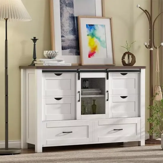 Arrimo Buffet Cajonera Antique Roble White Msa - Imagen 2