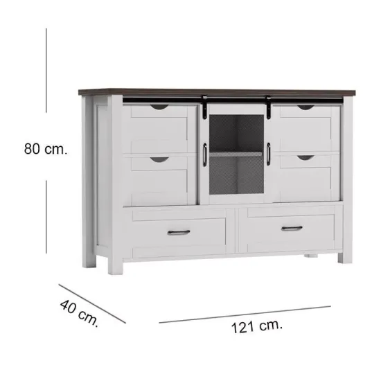 Arrimo Buffet Cajonera Antique Roble White Msa - Imagen 4