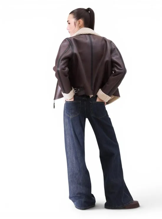Jeans Mujer Wide Leg Azul Oscuro Tiro Bajo Foster - Imagen 3