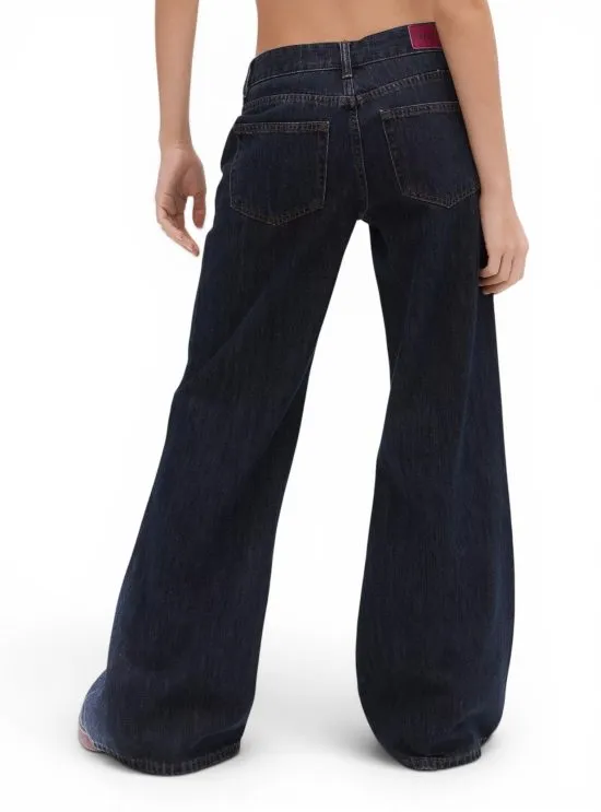 Jeans Mujer Wide Leg Azul Oscuro Tiro Bajo Foster - Imagen 4
