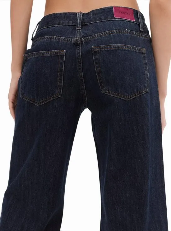 Jeans Mujer Wide Leg Azul Oscuro Tiro Bajo Foster - Imagen 6