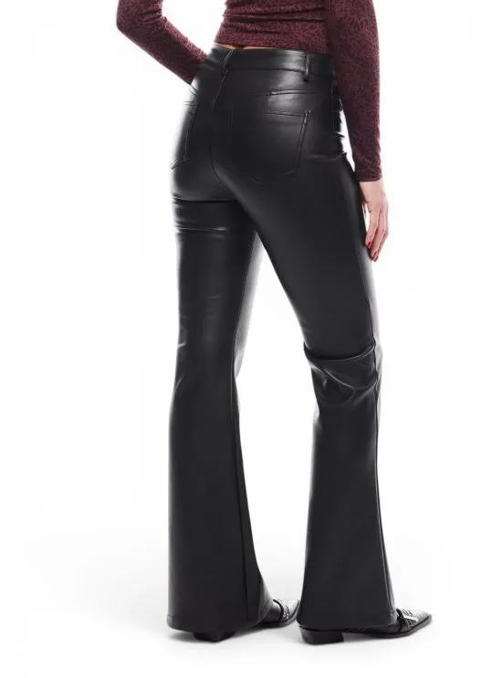 Pantalón Mujer Flare Negro Efecto Cuero JJO - Imagen 5