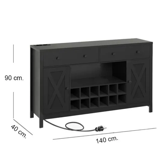 Buffet Consola Con Cava Black 1.4 Msa - Imagen 2