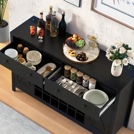 Buffet Consola Con Cava Black 1.4 Msa - Imagen 5