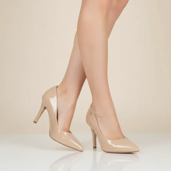 Zapato Mujer Taco Alto Verniz Flex Beige Vizzano - Imagen 4