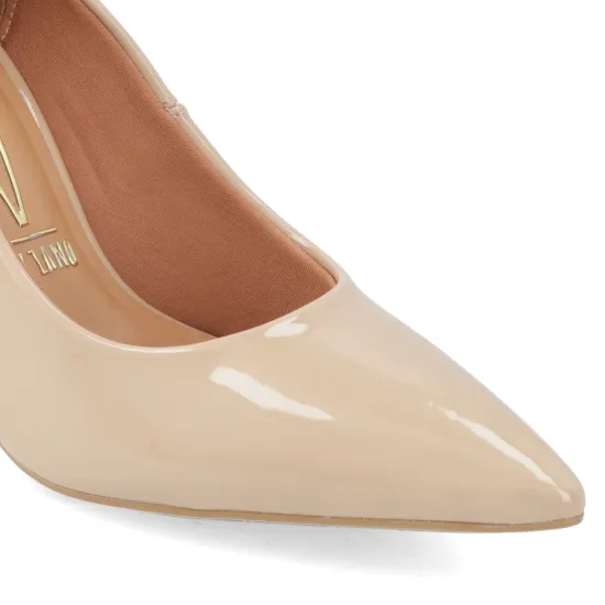 Zapato Mujer Taco Alto Verniz Flex Beige Vizzano - Imagen 7
