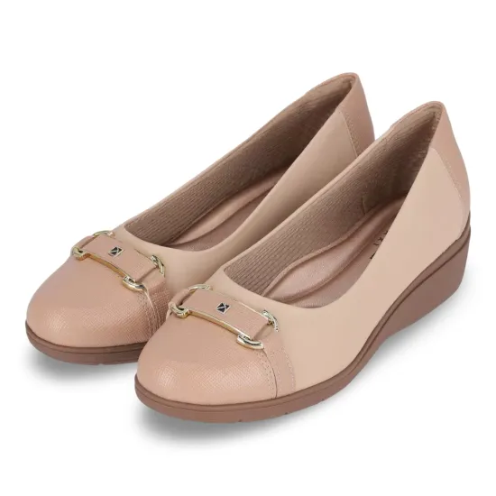 Zapato Mujer Napa Lux Plataforma Lino Nude Piccadilly - Imagen 3