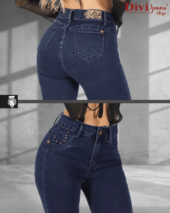 Jeans Mujer Skinny Tiro Alto Lali Blue Divi - Imagen 2