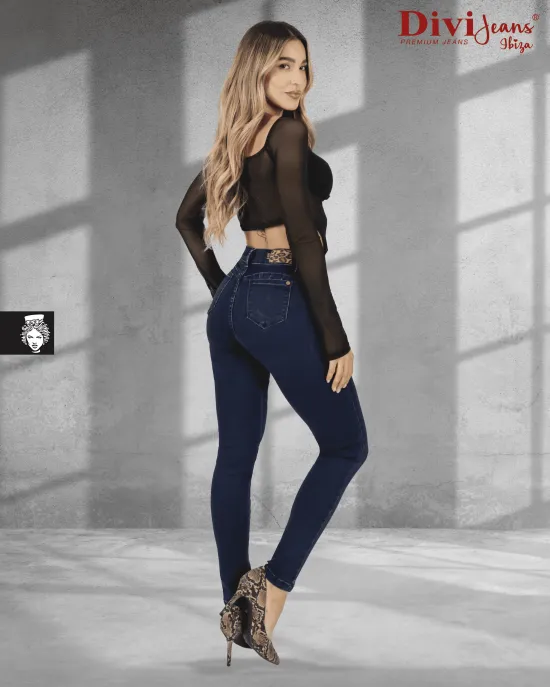 Jeans Mujer Skinny Tiro Alto Lali Blue Divi - Imagen 3