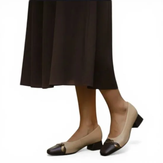 Zapato Mujer Napa Stretch Soft Taco Cuadrado Nude Piccadilly - Imagen 3