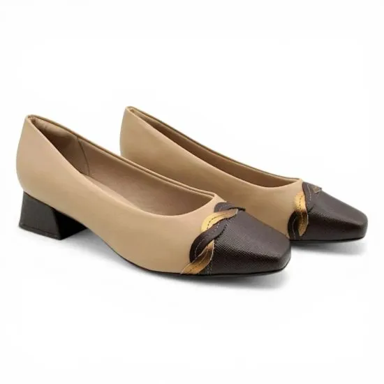 Zapato Mujer Napa Stretch Soft Taco Cuadrado Nude Piccadilly - Imagen 4