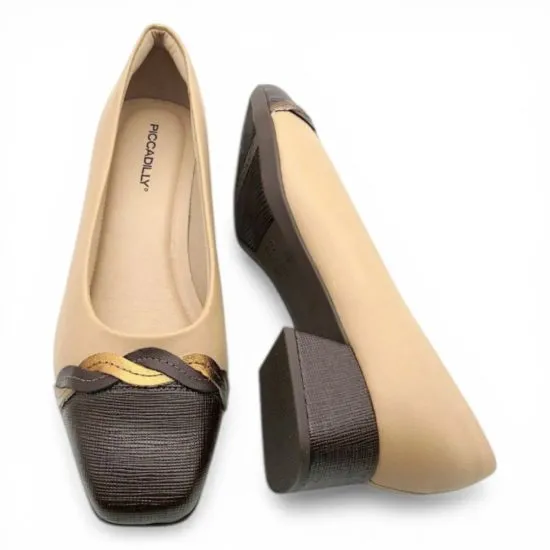 Zapato Mujer Napa Stretch Soft Taco Cuadrado Nude Piccadilly - Imagen 5