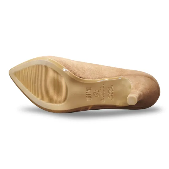 Zapato Mujer Tipo Gamuza Camel Punta Fina Vizzano - Imagen 3