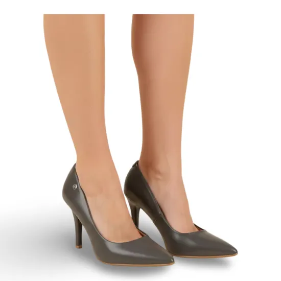 Zapato Mujer Tipo Cuero Gris Oscuro Punta Fina Vizzano - Imagen 4