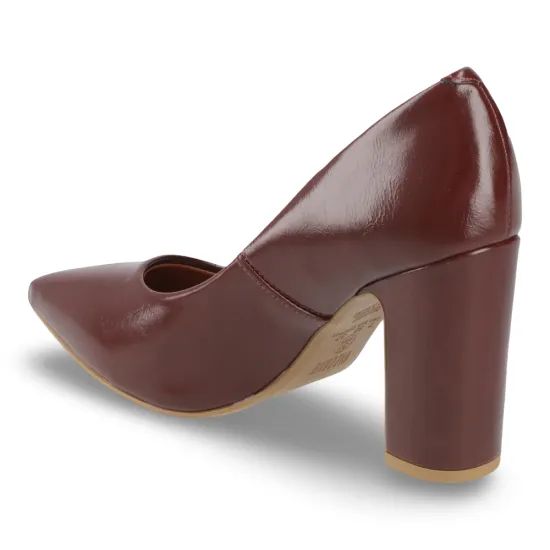 Zapato Mujer Charol Carmín Oscuro Taco Ancho Vizzano - Imagen 2