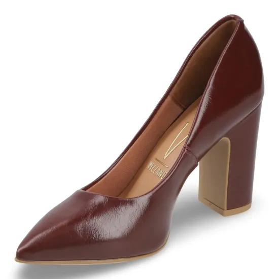 Zapato Mujer Charol Carmín Oscuro Taco Ancho Vizzano - Imagen 5